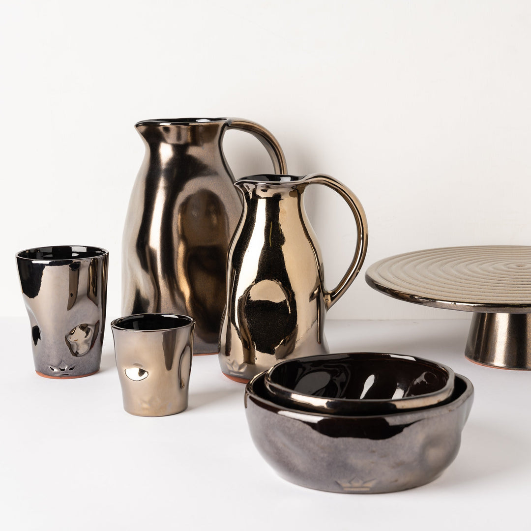 Bol bosselé - Large - set de 2 - Platine