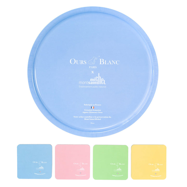 Ensemble complet Le Mont Saint-Michel - Plateau & dessous de verre