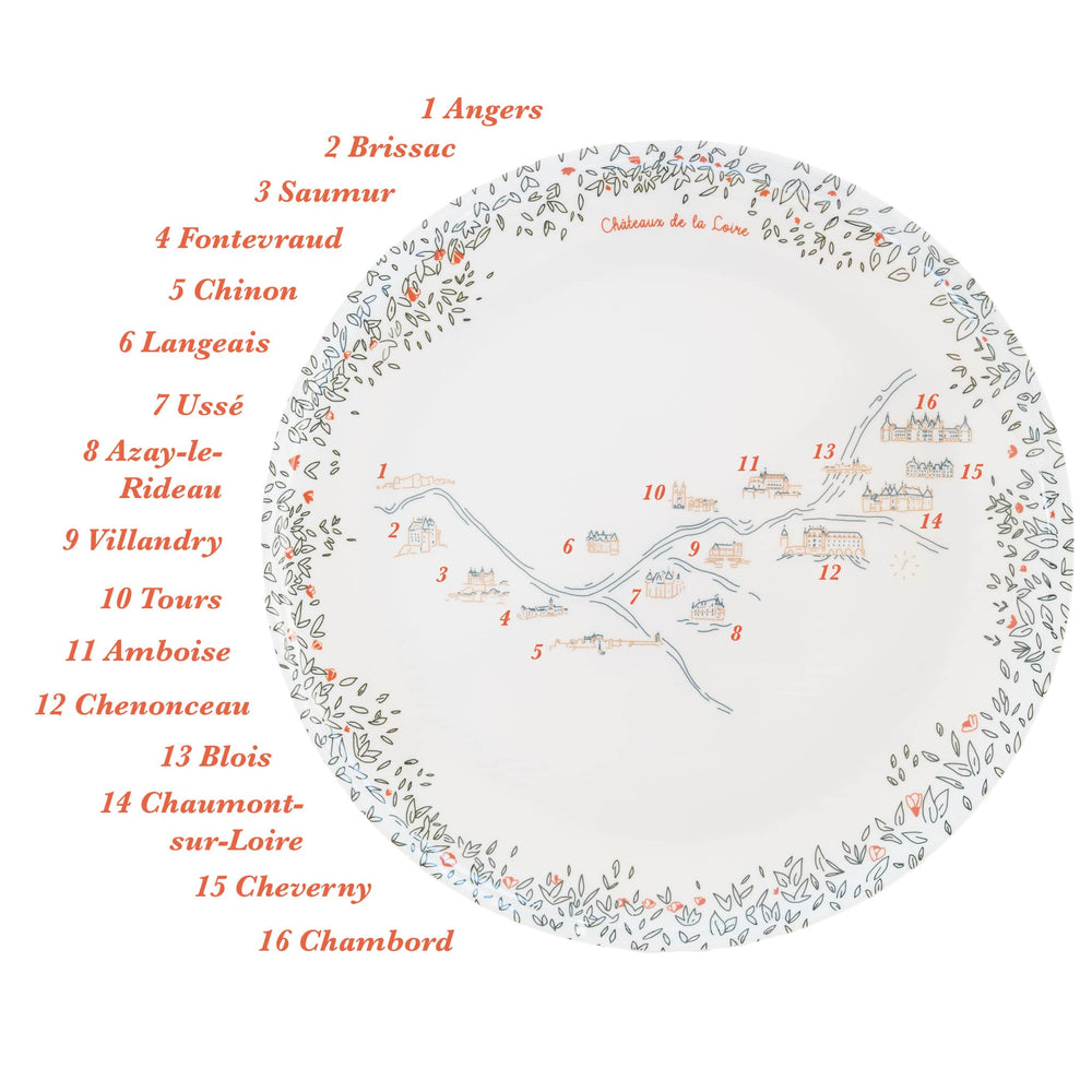 Grande assiette plate en mélamine - Les châteaux de la Loire - Ø 24 cm Assiettes à diner Ours Blanc