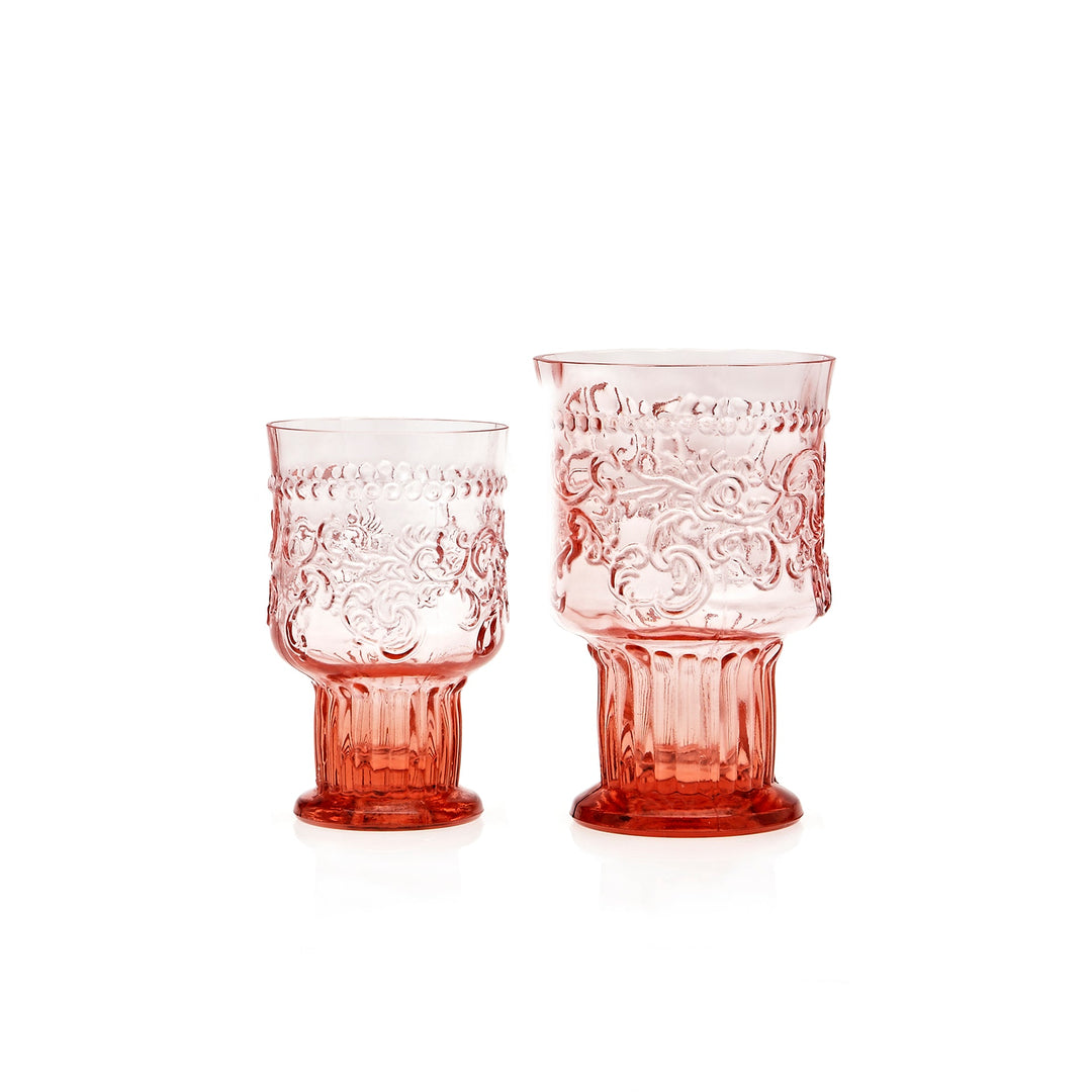 Verres à pied, fleur de lys, rose