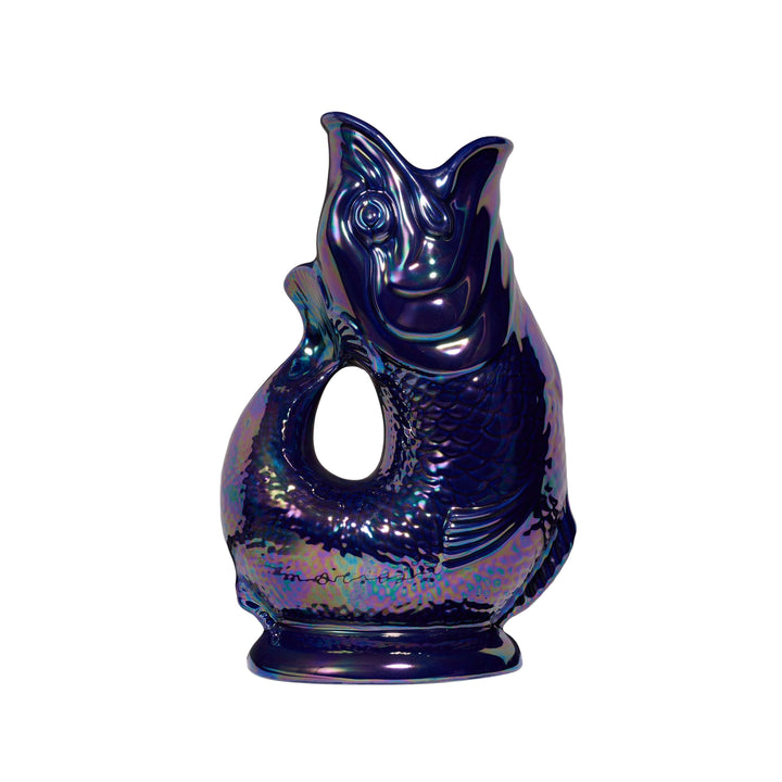 Autenthique Carafe GlouGlou Poisson | Gluggle jug | Bleu foncé irisé