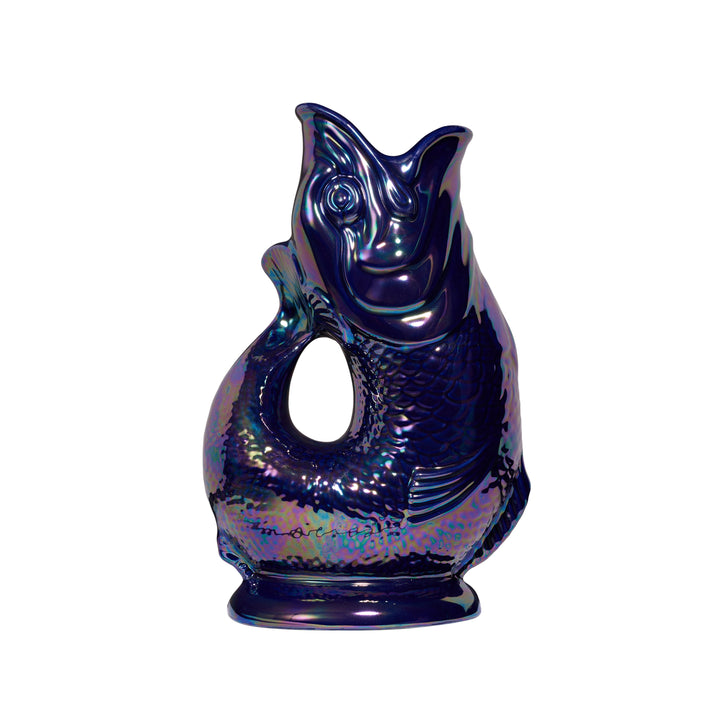 Authentic GlouGlou Fish Carafe | Gluggle jug | Iridescent Dark Blue