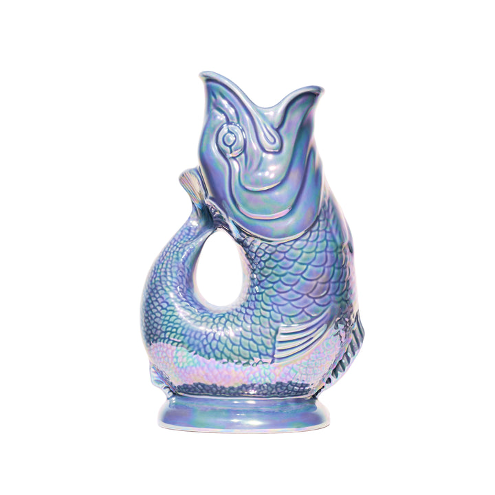 Authentic GlouGlou Fish Carafe | Gluggle Jug | Iridescent Grey Blue