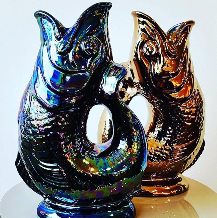 Autenthique Carafe GlouGlou Poisson | Gluggle jug | Noir irisé