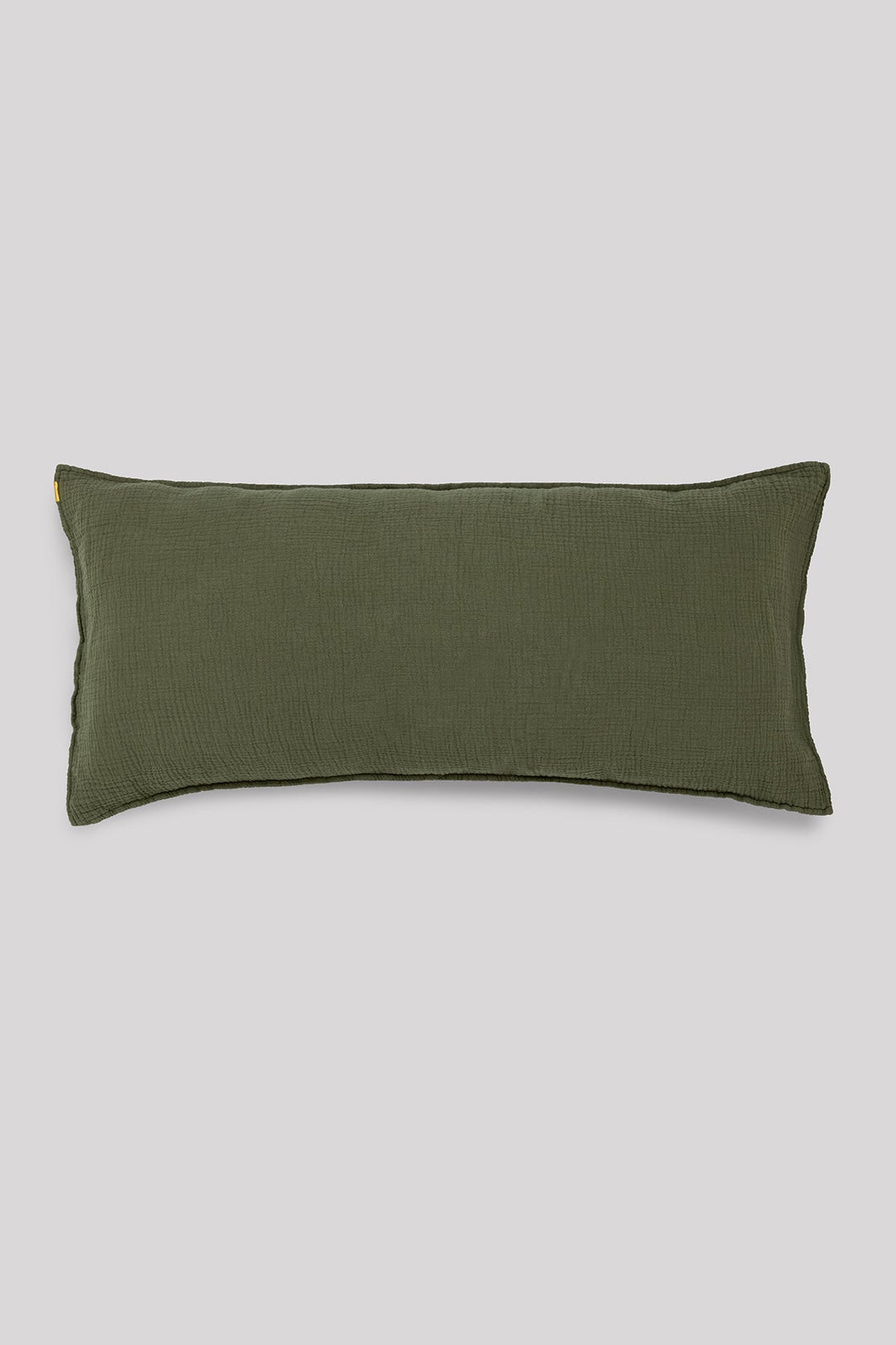 Large removable cushion in caper green double cotton gauze 45x90cm