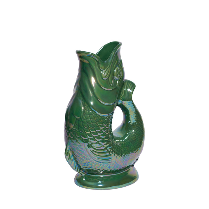 Authentic GlouGlou Fish Carafe | Gluggle Jug | Iridescent Green