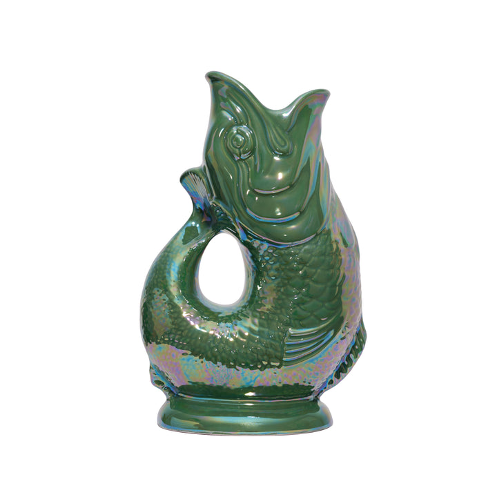 Authentic GlouGlou Fish Carafe | Gluggle Jug | Iridescent Green