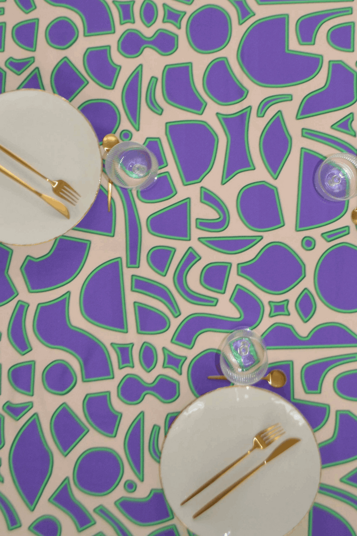 Nappe motif big spiral violet Nappes Maryne Guyot créations