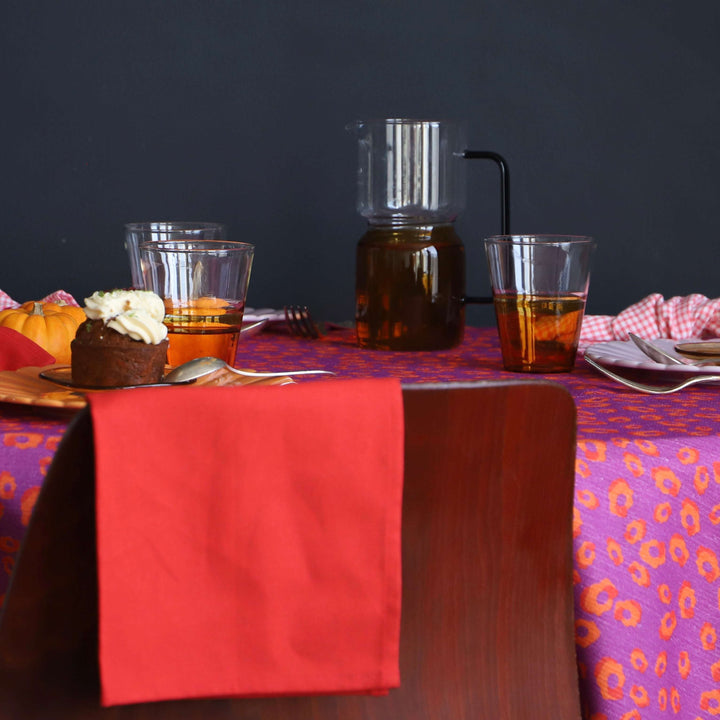 Serviette de table coton-lin rouge vif - Lot de 2