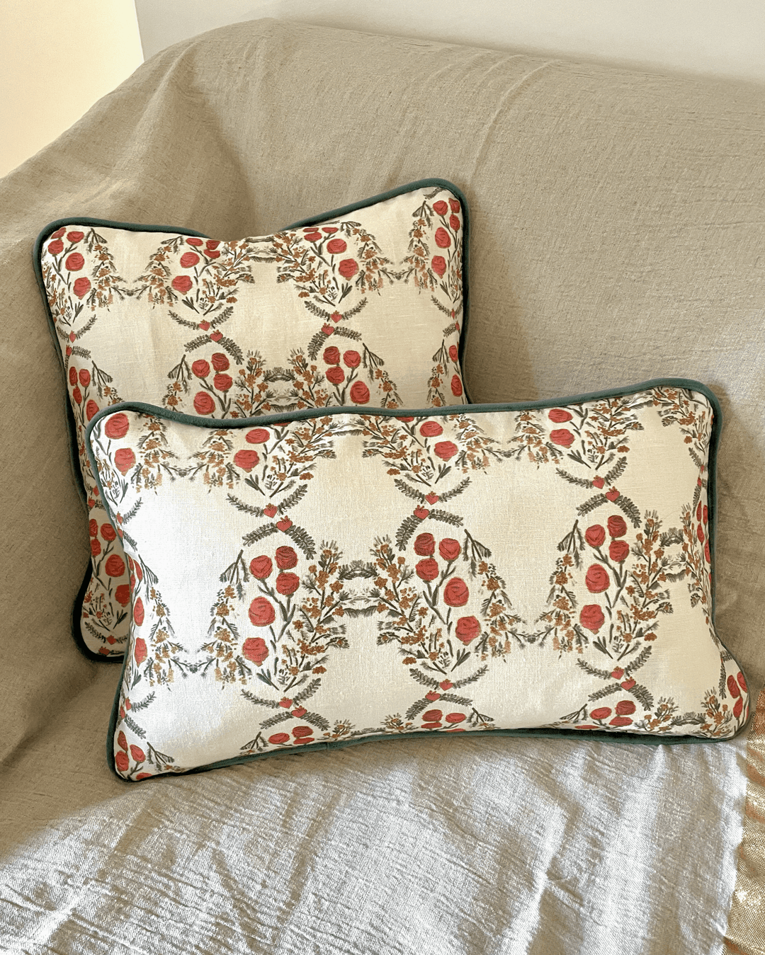 Housse de coussin mat - Mimosa - Fond sable Housses de coussins Maison Datcha