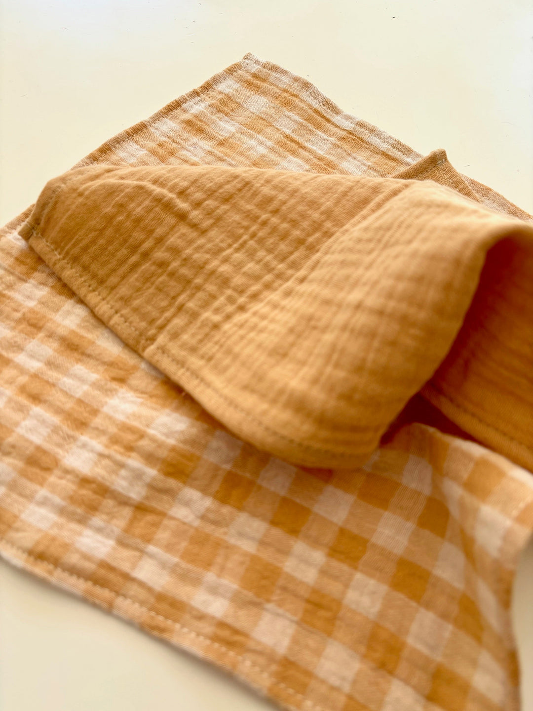 Coffret 4 Serviettes de Table – Double Gaze de Coton – Vichy Blé – 40x40 cm