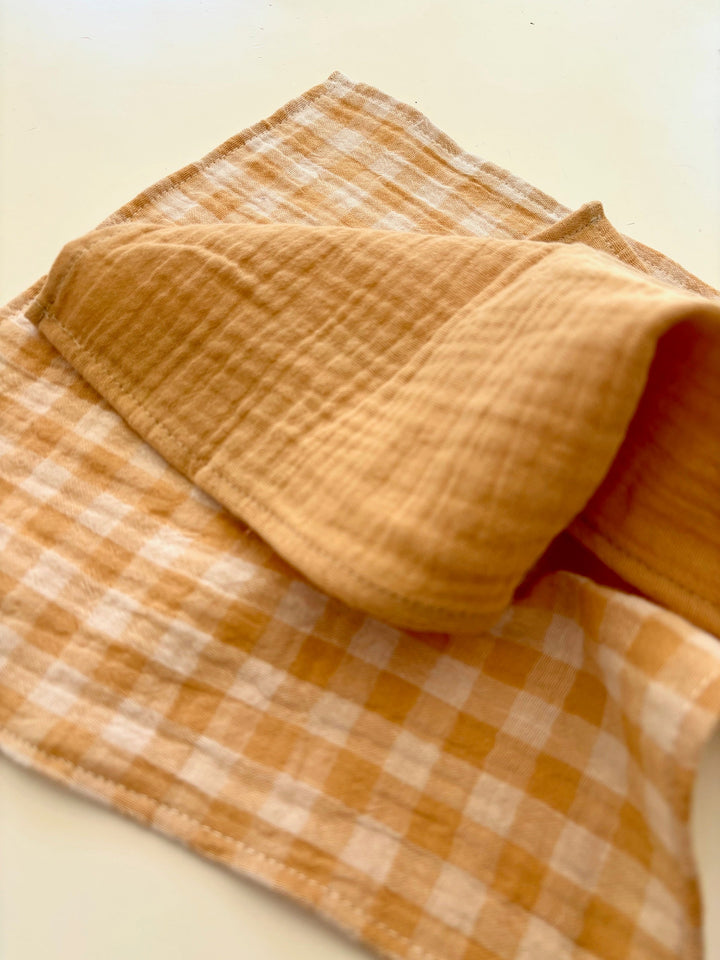 Coffret 4 Serviettes de Table – Double Gaze de Coton – Vichy Blé – 40x40 cm