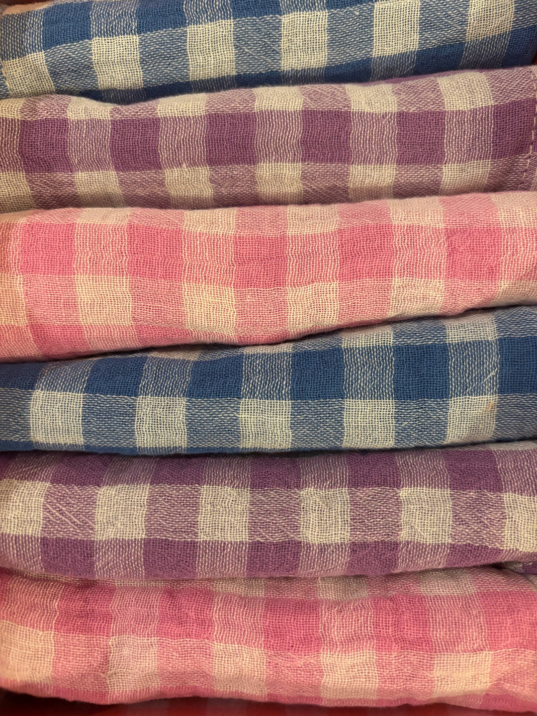 Coffret 6 serviettes de table Petites 23x23cm Vichy rose, bleu et violet Serviettes de table Charmy