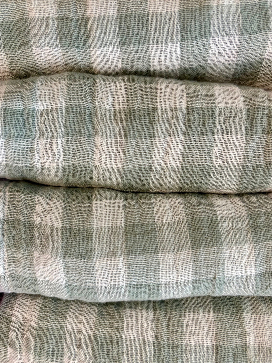 Coffret 4 Serviettes de Table – Double Gaze de Coton – Vichy Vert de Gris – 40x40 cm Serviettes de table Charmy