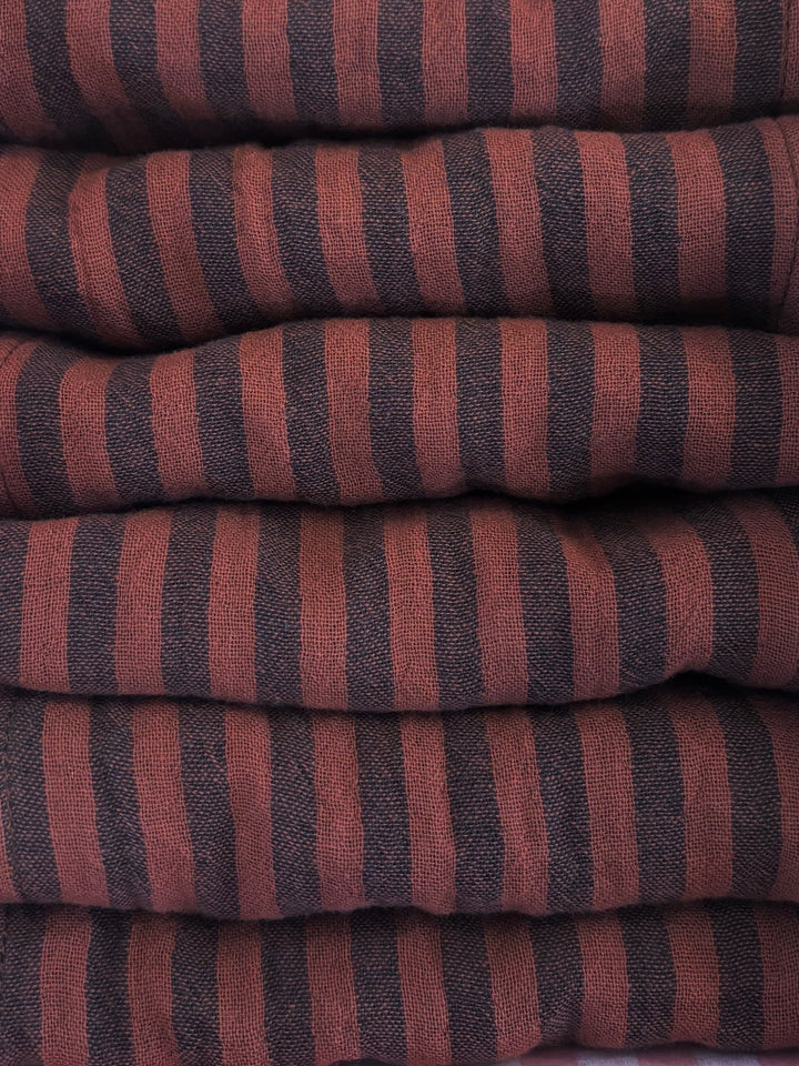 Coffret de 6 serviettes de table Petite 23x23 – Gaze de coton rayée toffee Serviettes de table Charmy