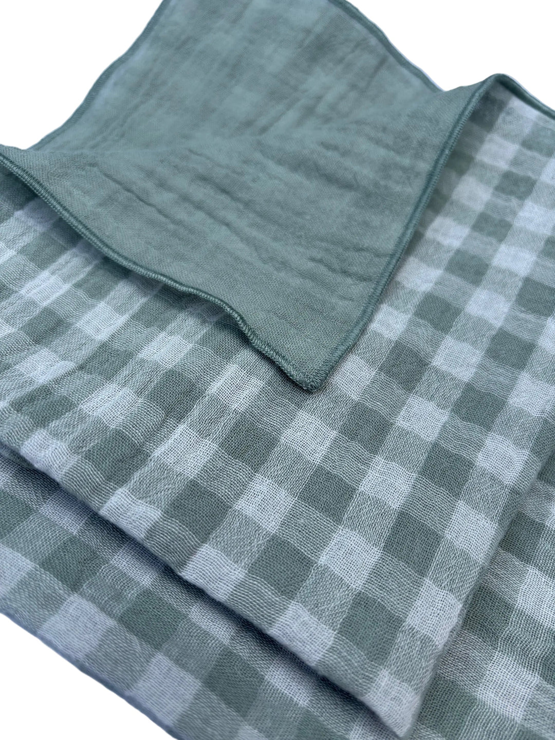 Set of 4 Napkins – Double Cotton Gauze – Green Gingham – 40x40 cm