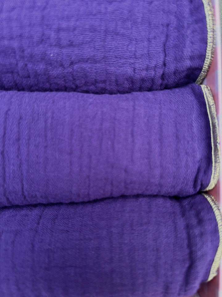 Coffret de 4 serviettes de table en double gaze de coton, violet uni, 40x40 cm