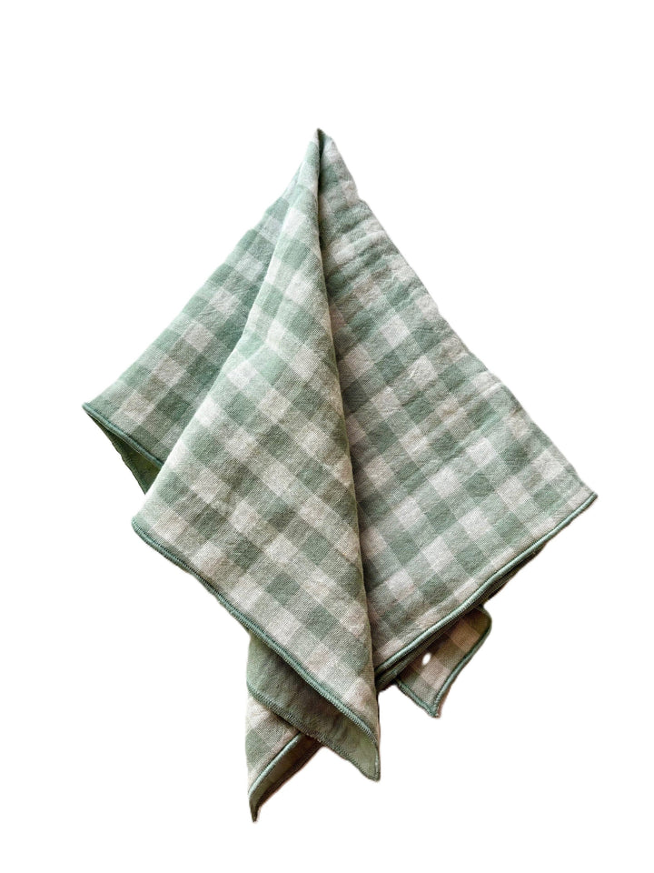 Set of 4 Double Gauze Cotton Napkins – Azure Vichy, Violet, Clementine and Green-Grey – 40x40cm