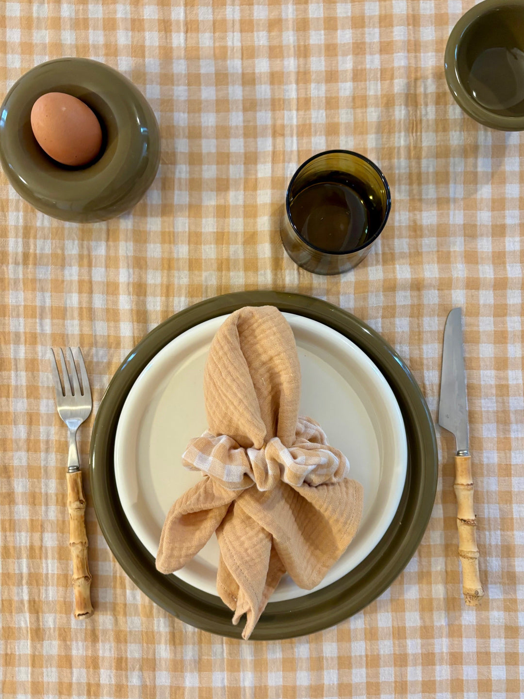 Chemin de table Vichy Jaune blé – Gaze de coton – 50x150cm