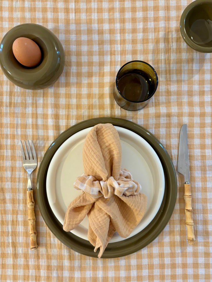 Chemin de table Vichy Jaune blé – Gaze de coton – 50x150cm