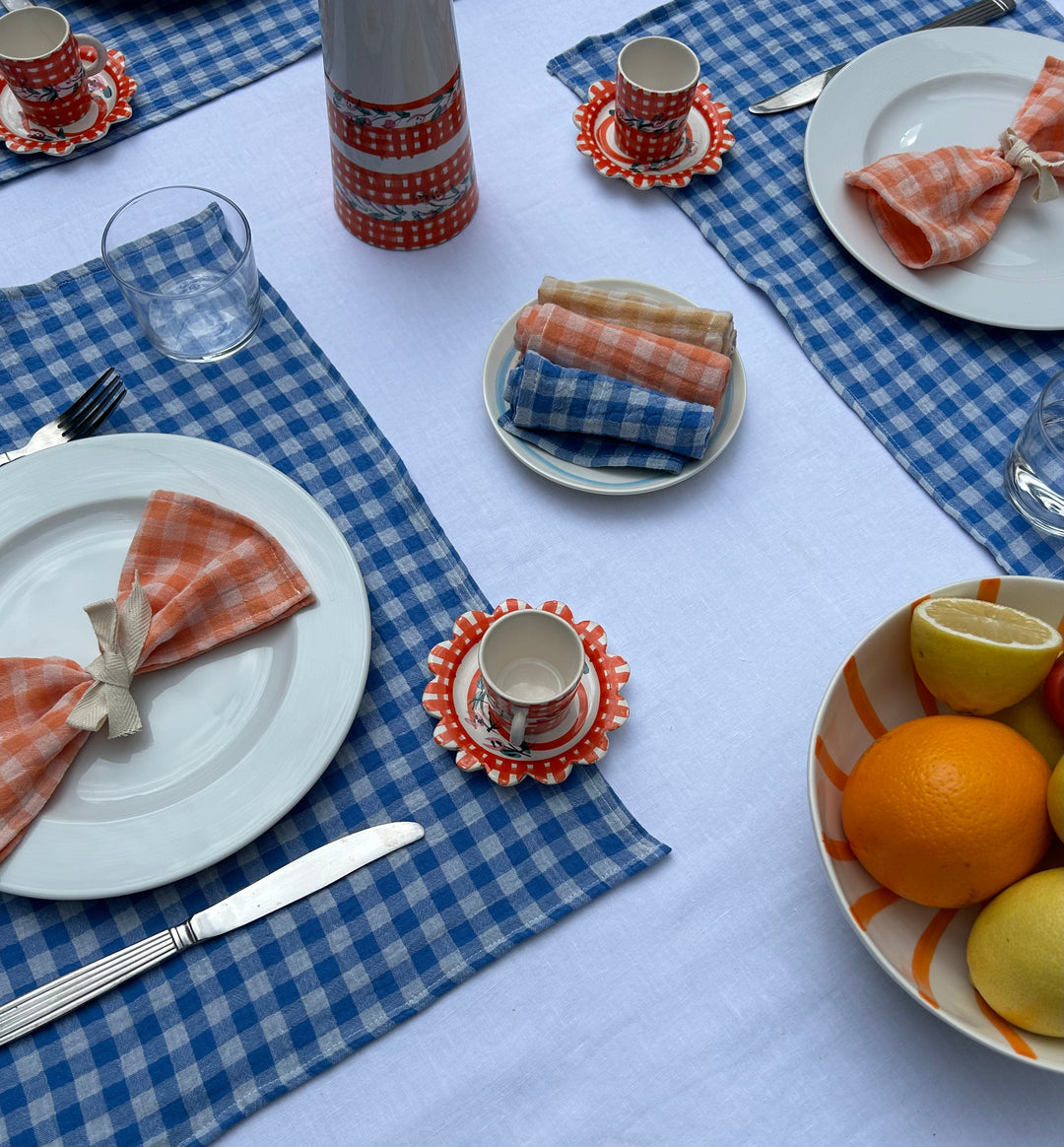 Set of 4 Placemats and napkins in Vichy Azur fabric