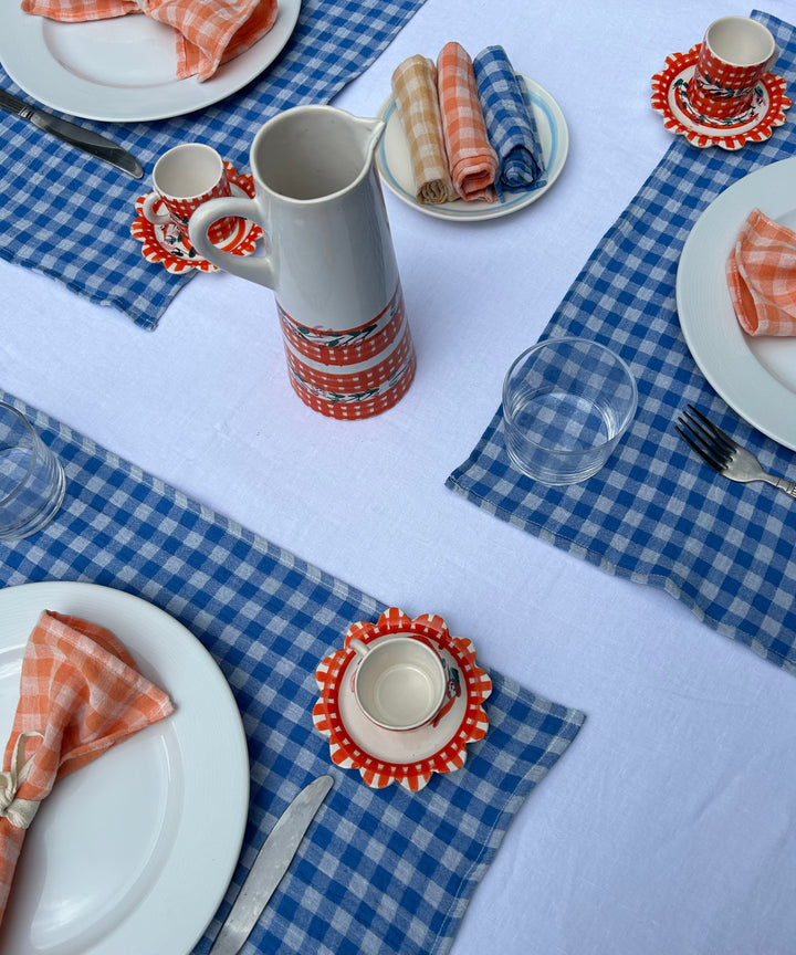 Set of 4 Placemats and napkins in Vichy Azur fabric