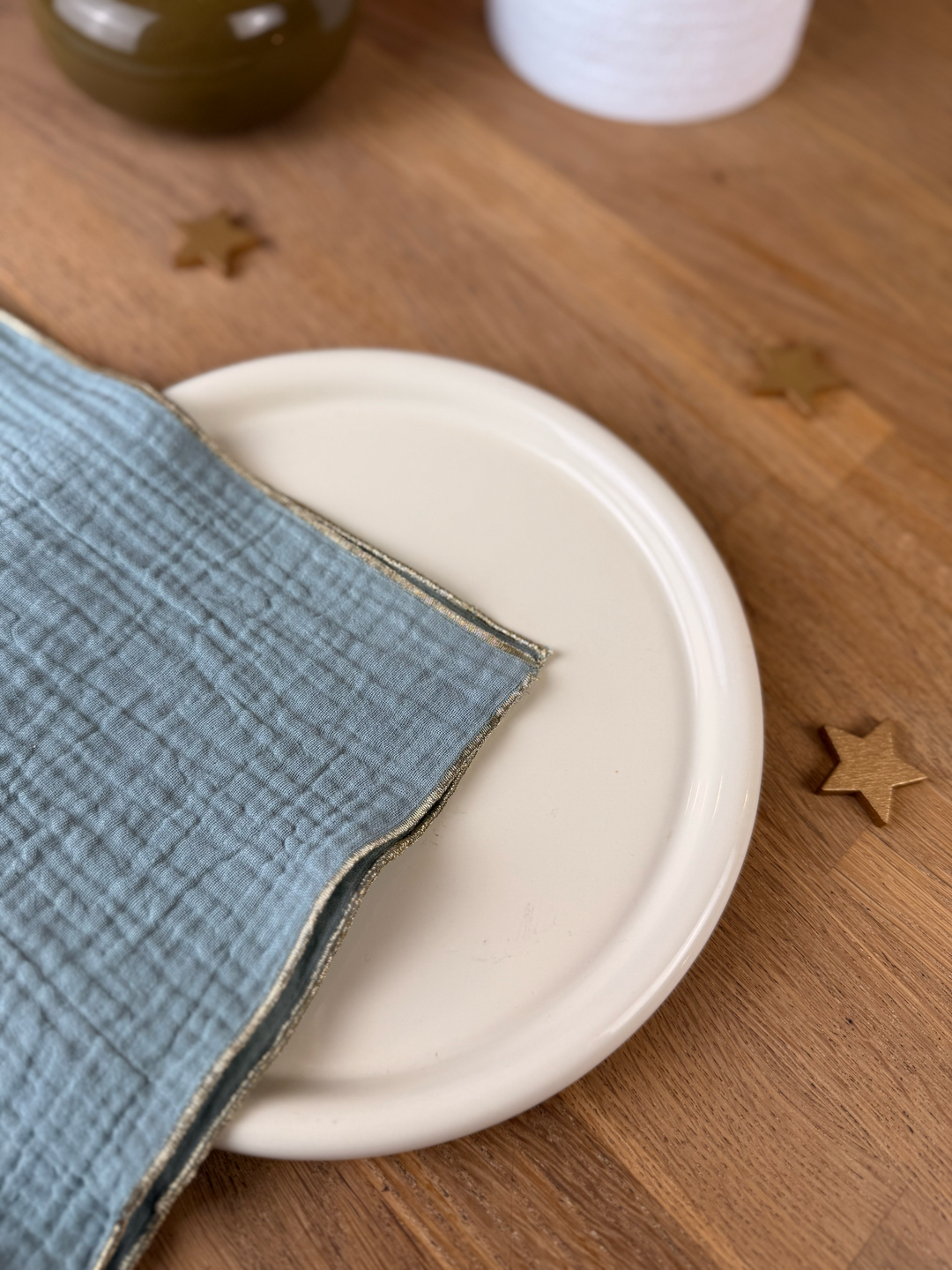 Set of 4 Napkins – Cotton Gauze – Grey-green – 40x40 cm