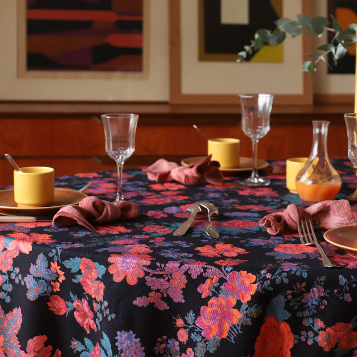 Set of 4 rust tie-dye cotton napkins