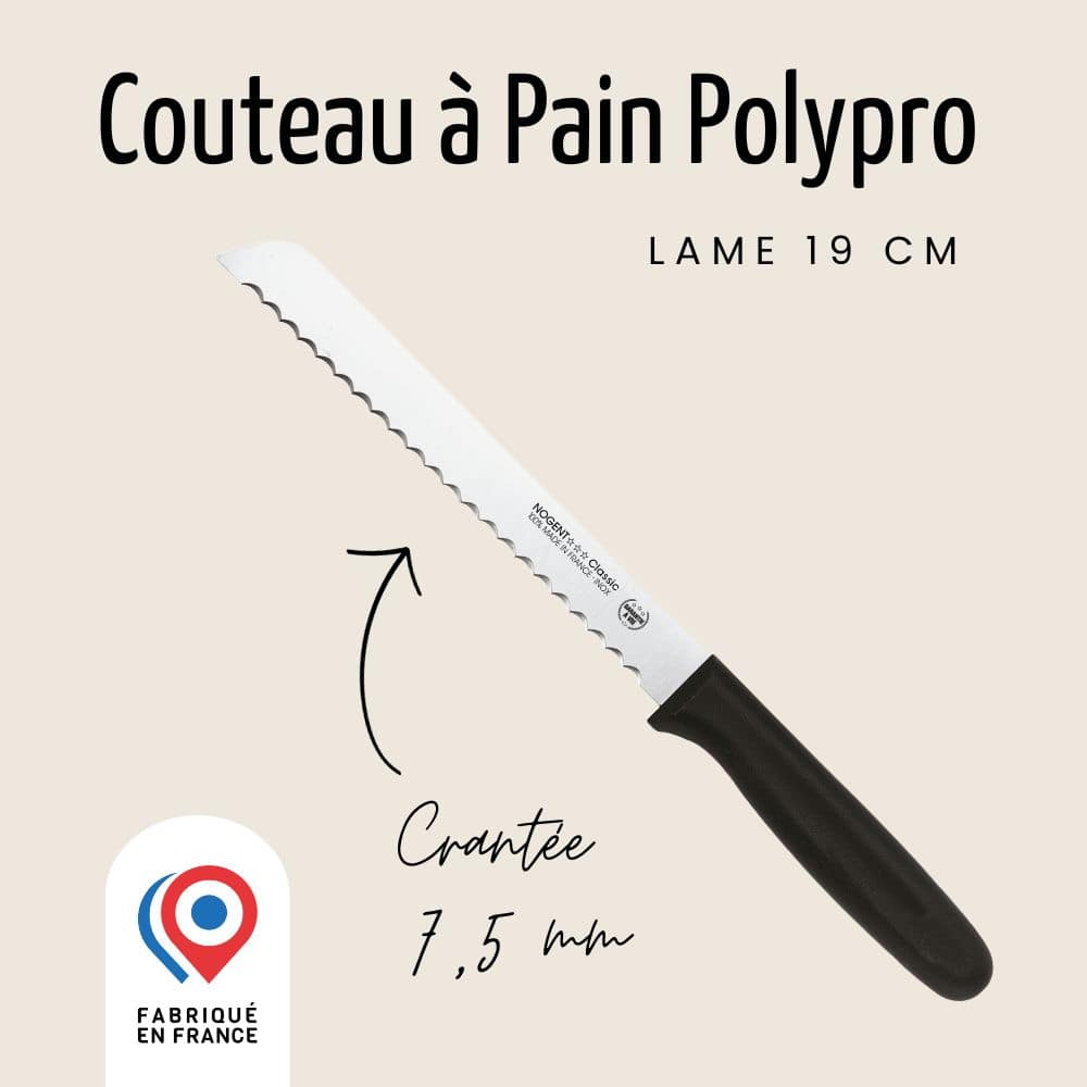 Couteau à Pain - Lame 19cm crantée 7,5mm | Classic Polypro