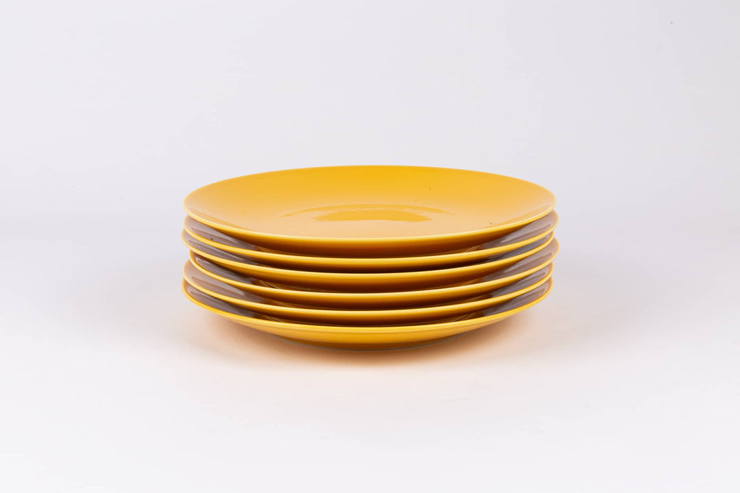 La grande assiette en porcelaine ronde - Jaune moutarde