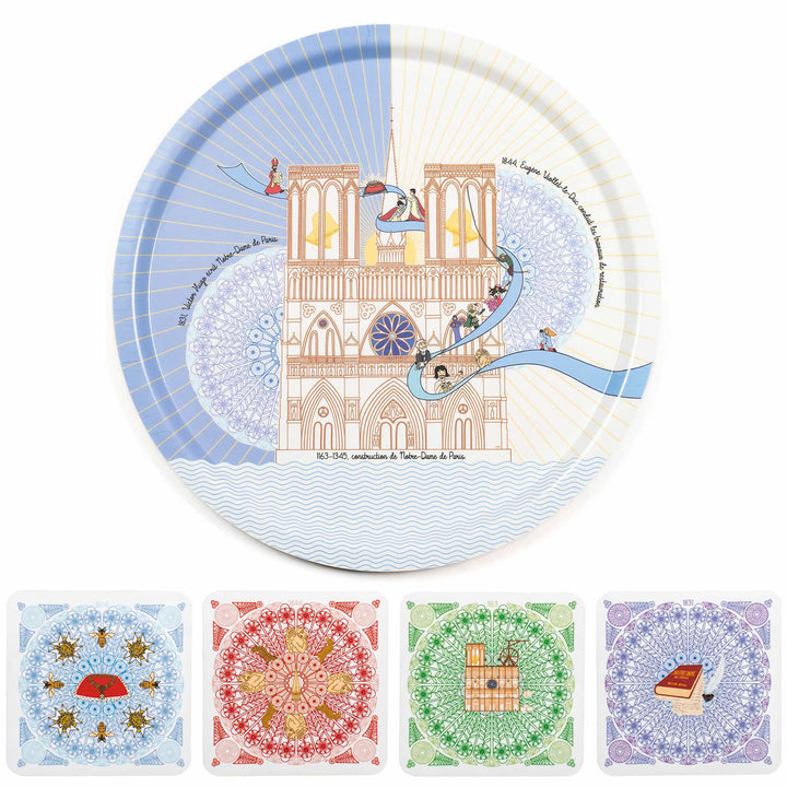 Ensemble complet Notre-Dame de Paris - Plateau & dessous de verre Ensembles plateau et dessous de verre Ours Blanc