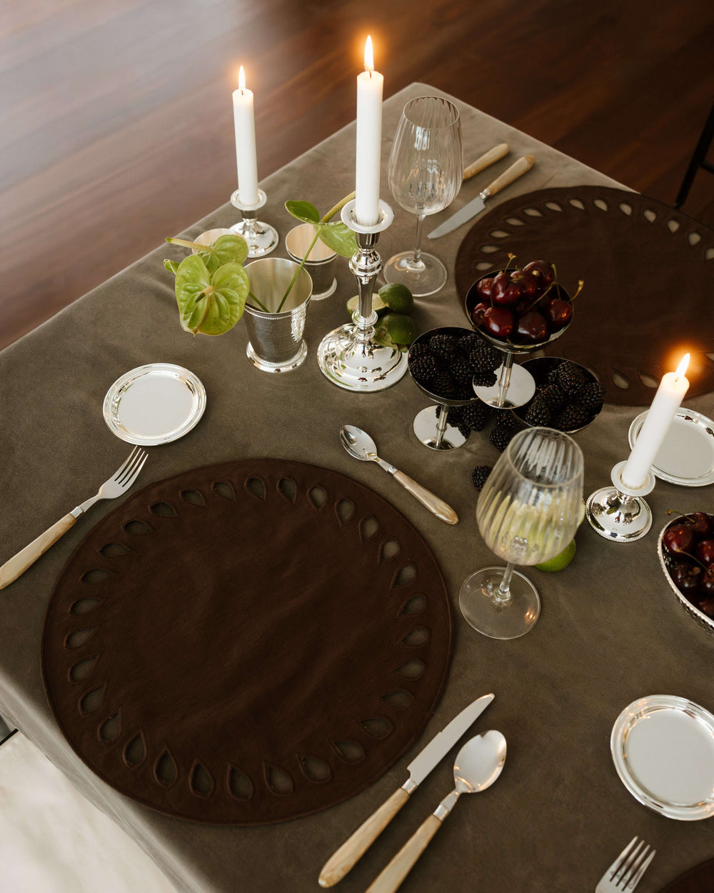 Set de table Viseu, brun sur brun