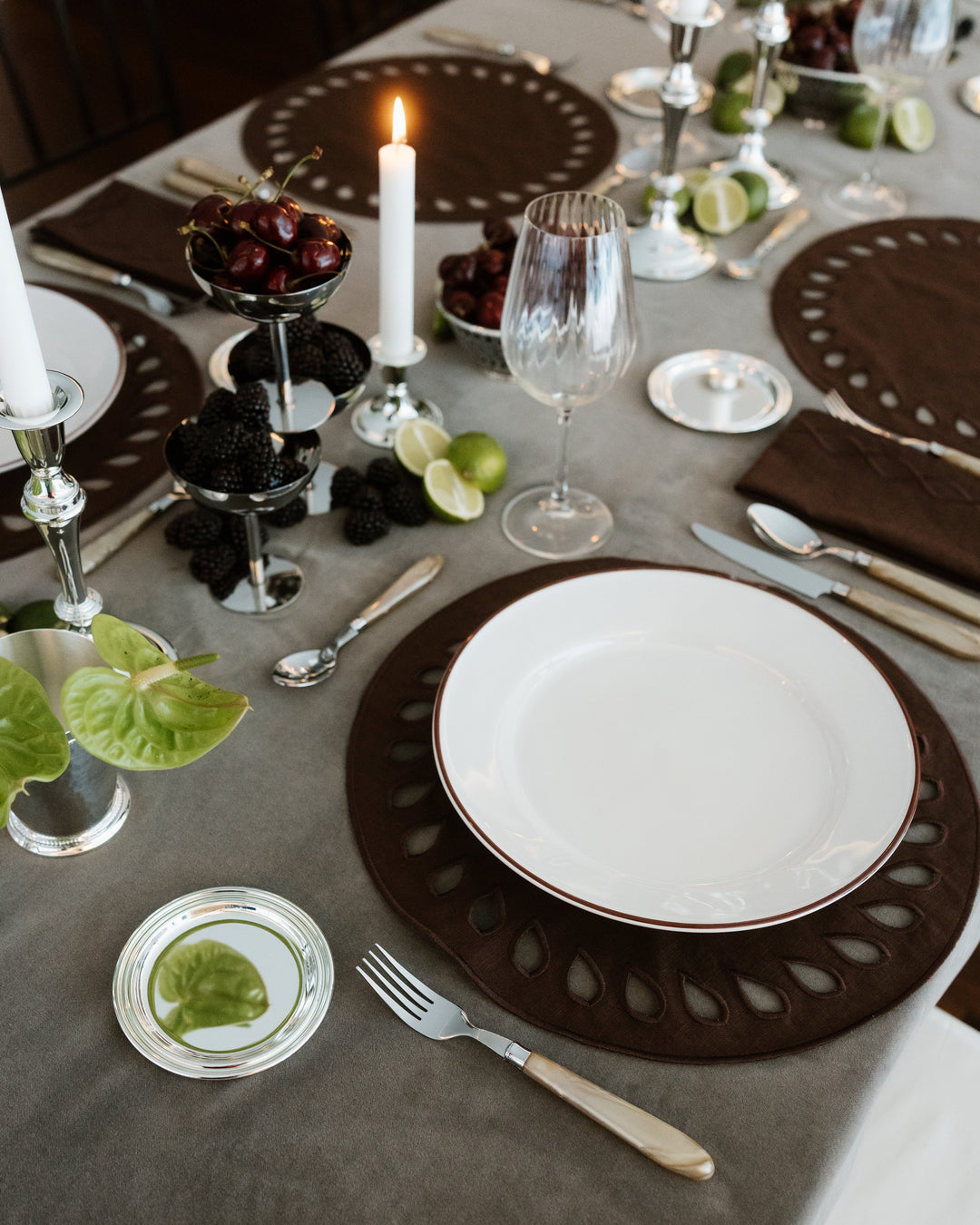 Set de table Viseu, brun sur brun