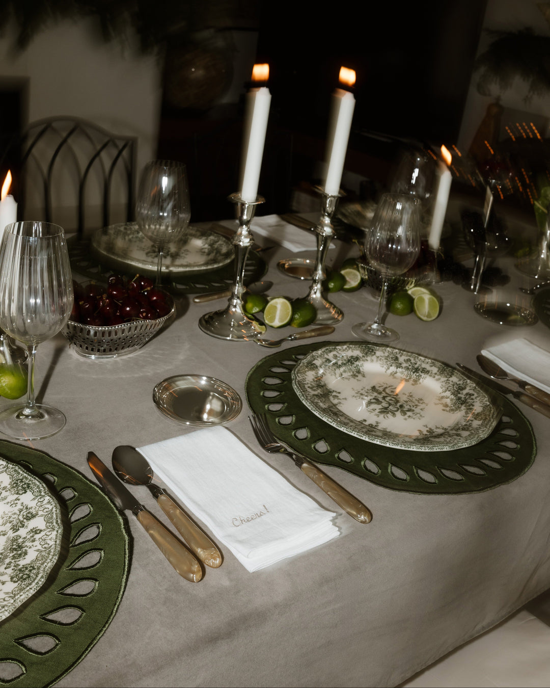 Set de table Viseu, vert sur vert