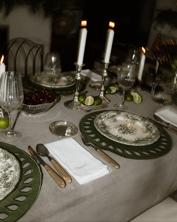 Set de table Viseu, vert sur vert