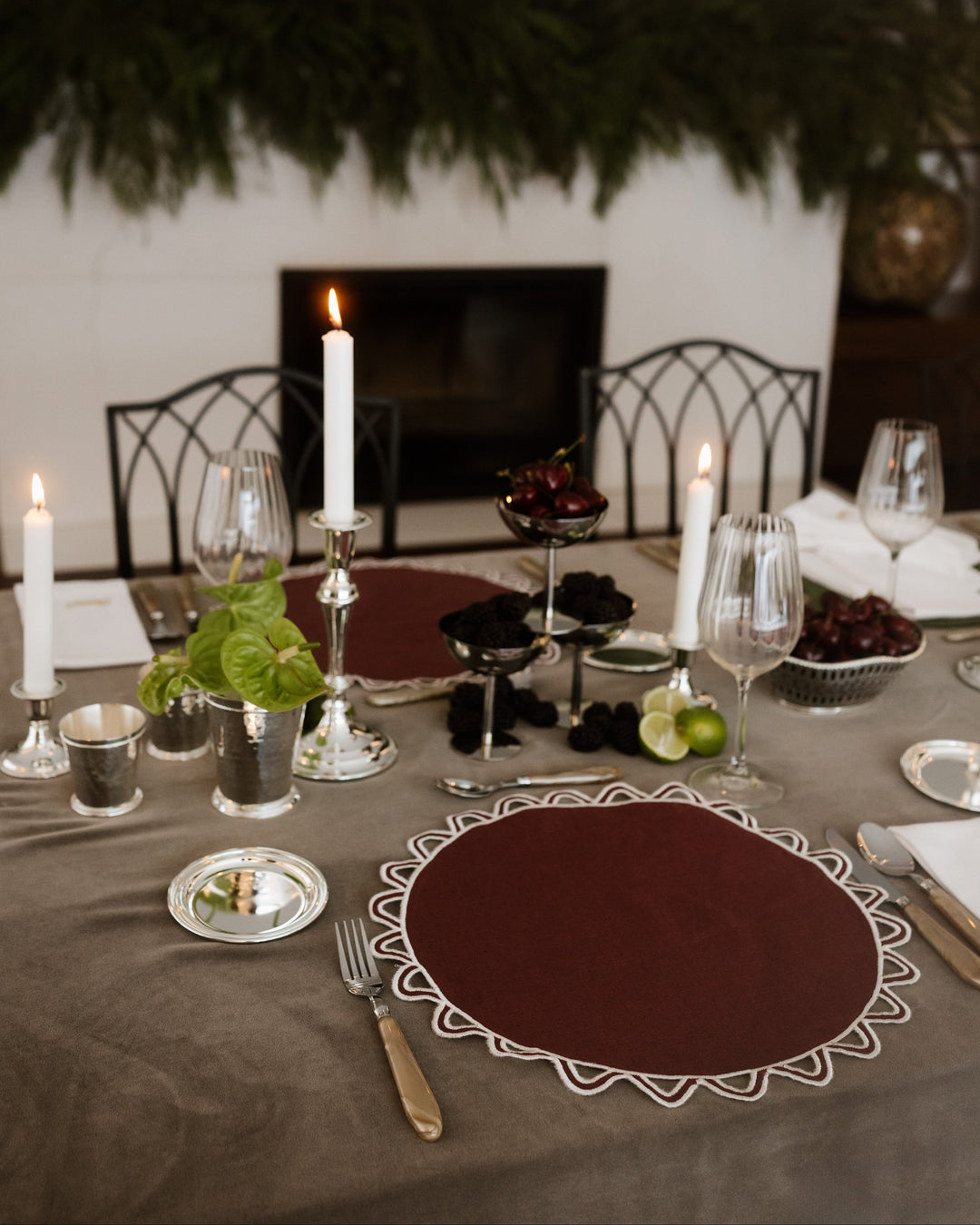 Set de table Halo, bordeaux et écru