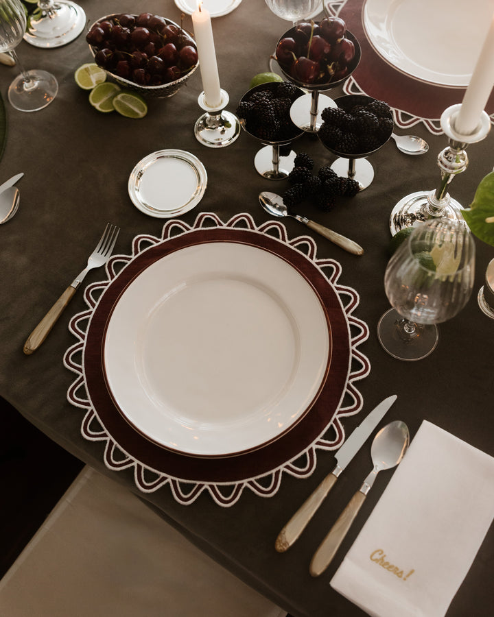 Set de table Halo, bordeaux et écru
