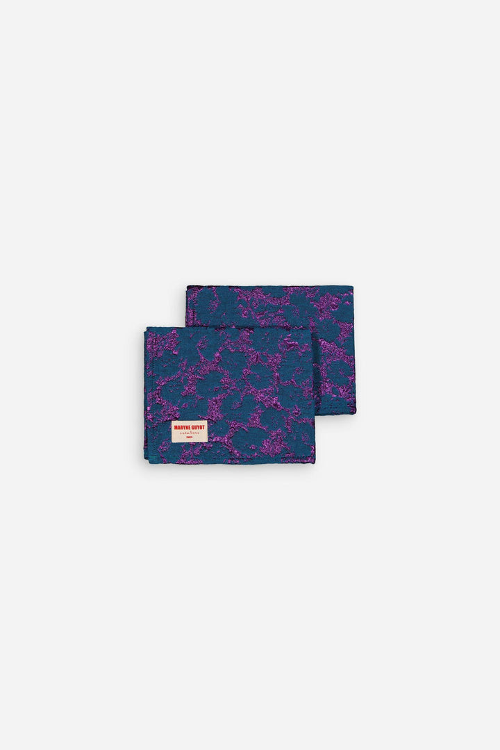 Set de table motif fleuri bleu électrique et violet Cosmic Bleu - Lot de 2