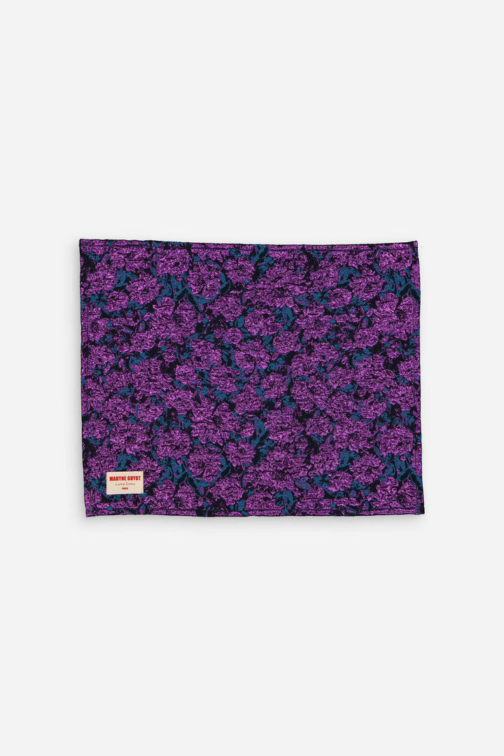 Set de table motif fleuri bleu électrique et violet Cosmic Purple - Lot de 2