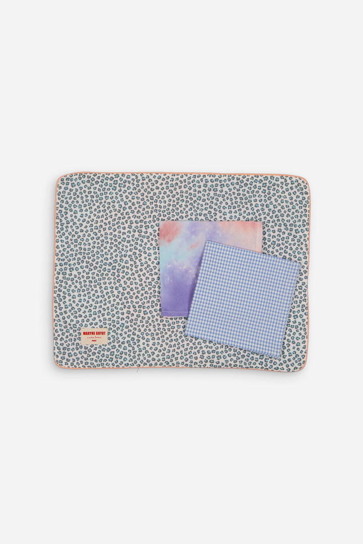 Lot de 4 sets de table réversibles motif Graou turquoise et tie and dye violet - Graou Bleu