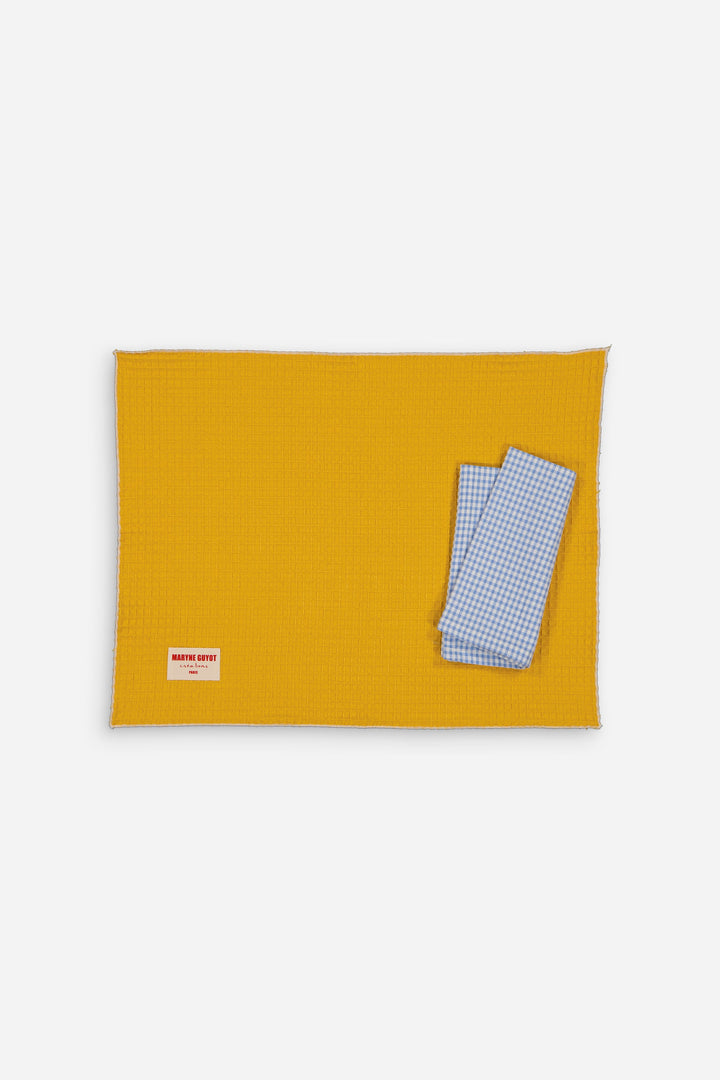 Textured Plain Placemat - Mustard Waffle - Set of 2 