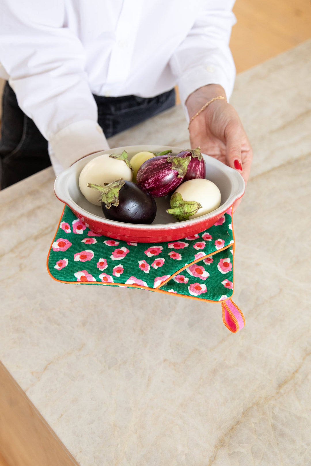 Green leopard print kitchen mitt