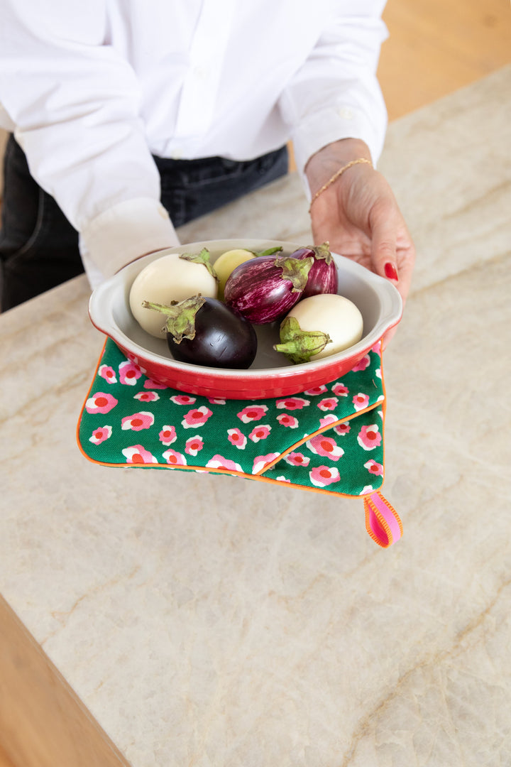 Green leopard print kitchen mitt