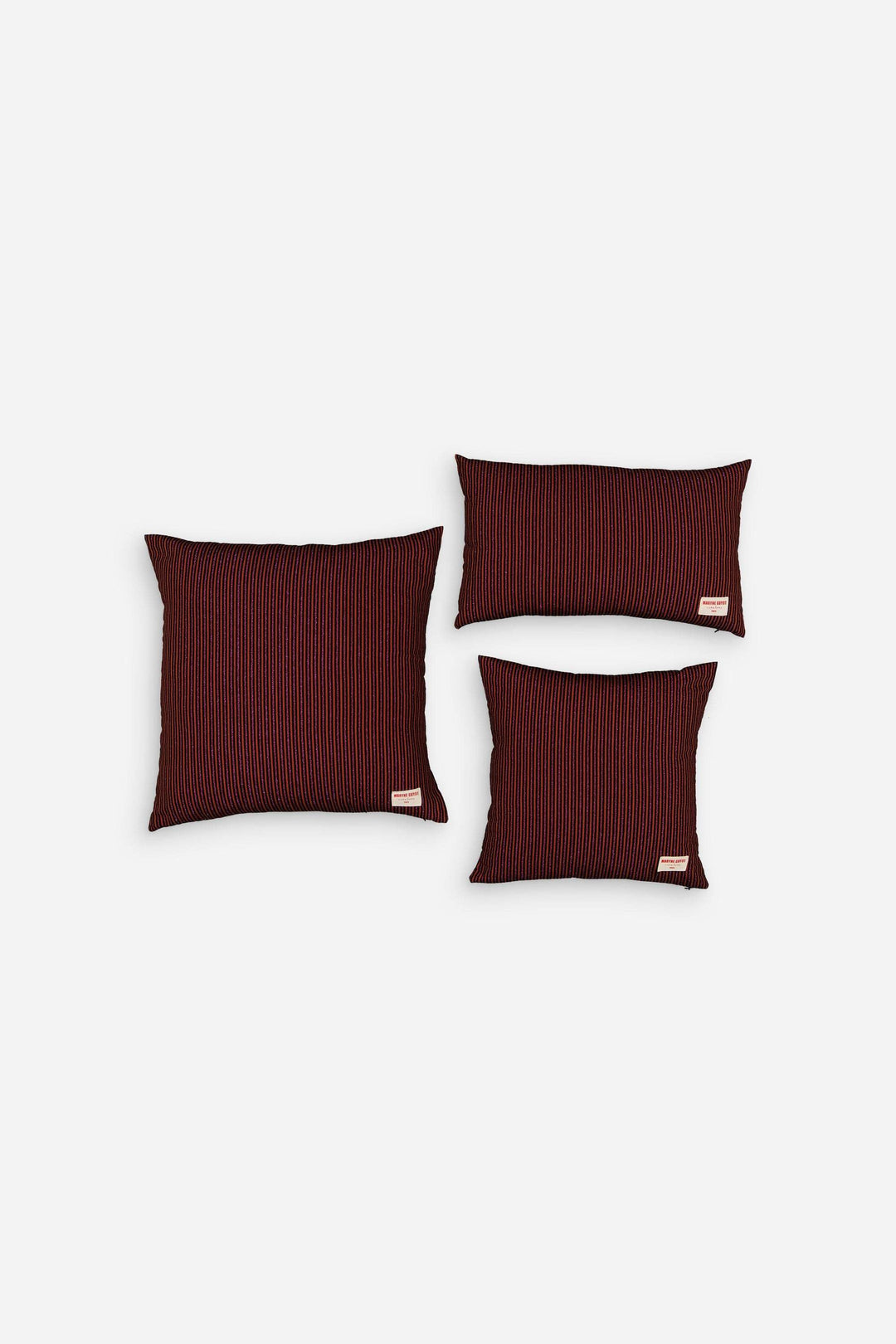 Coussin rouille et lignes irisées rose - ARMAND Coussin Maryne Guyot créations