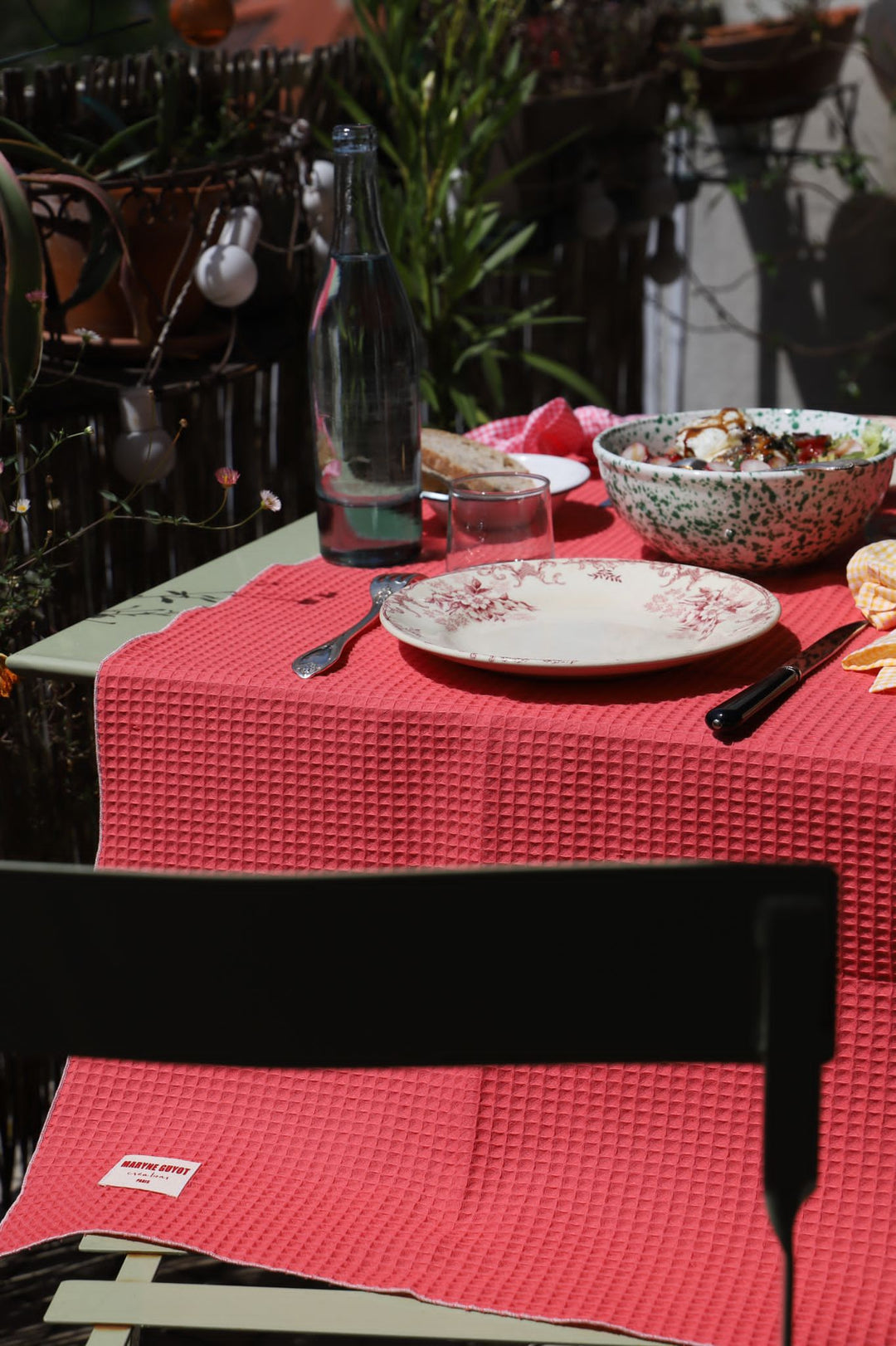 Chemin de table uni corail - Gaufre Corail