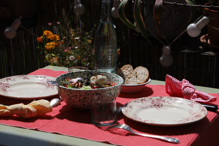 Chemin de table uni corail - Gaufre Corail