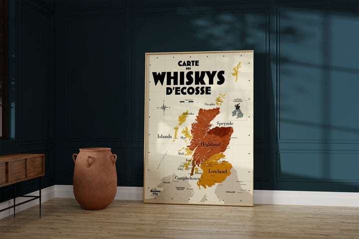 Carte des Whiskys écossais Affiches Atelier Vauvenargues