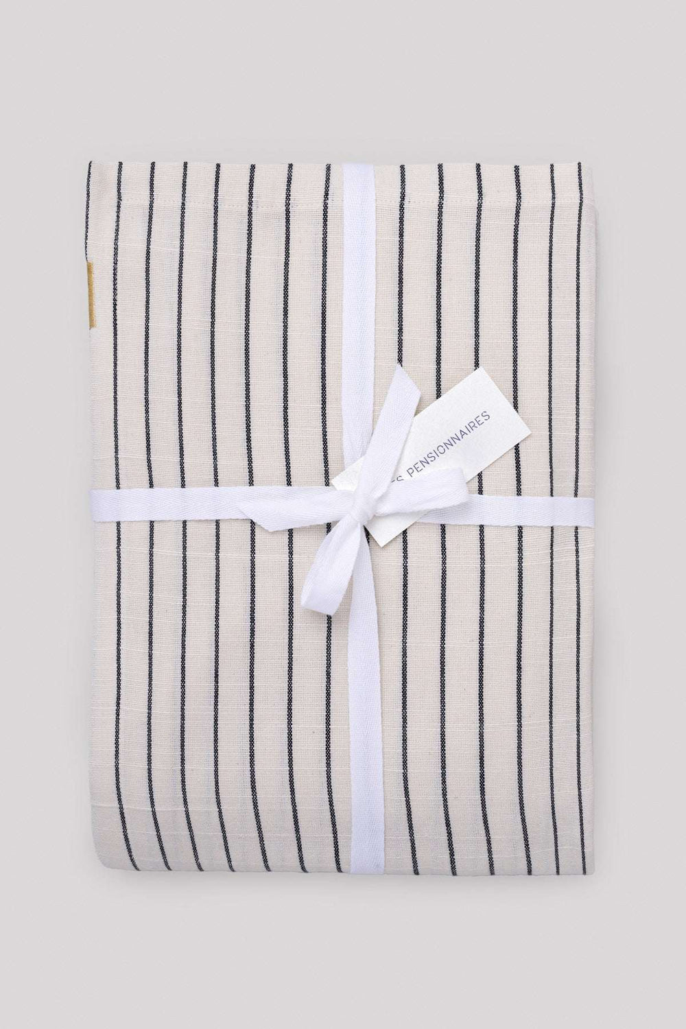 Nappe Écru à rayures en coton flammé