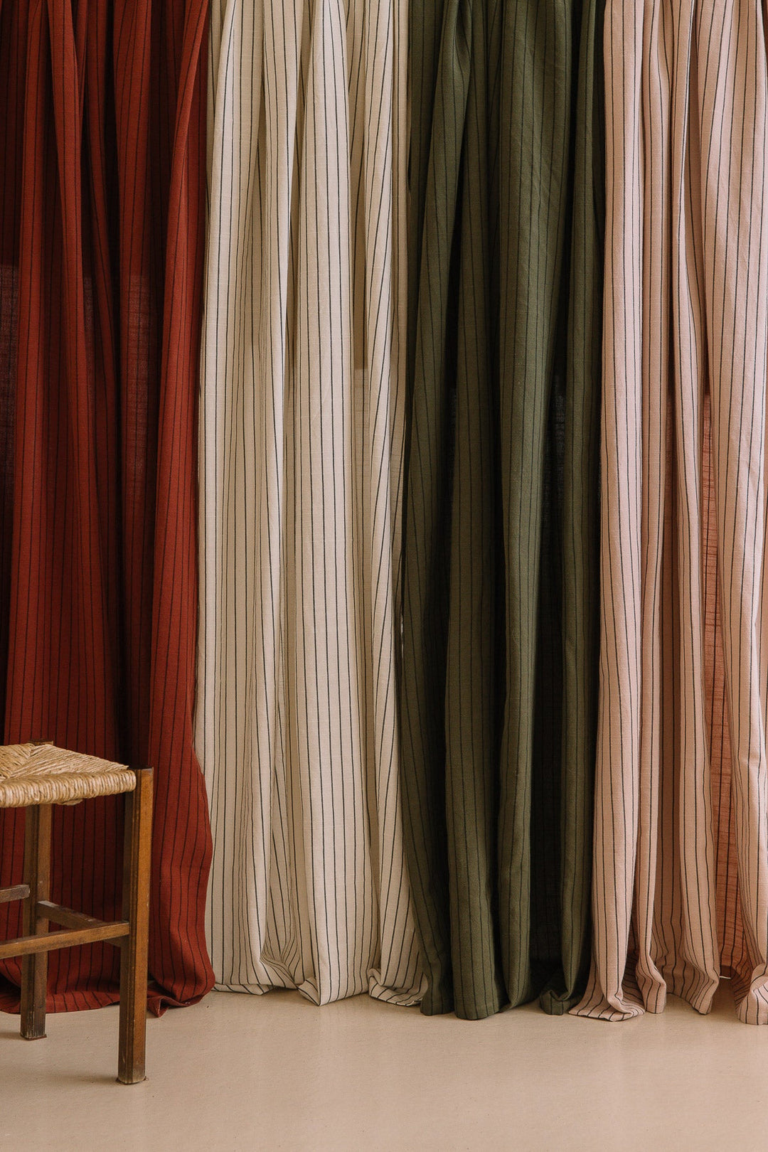 Nappe Rouille à rayures en coton flammé