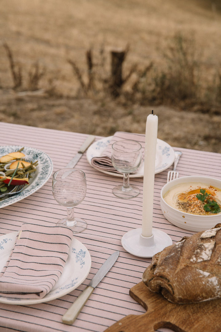 Serviettes de table Rose délicat à rayures en coton flammé (lot de 2)